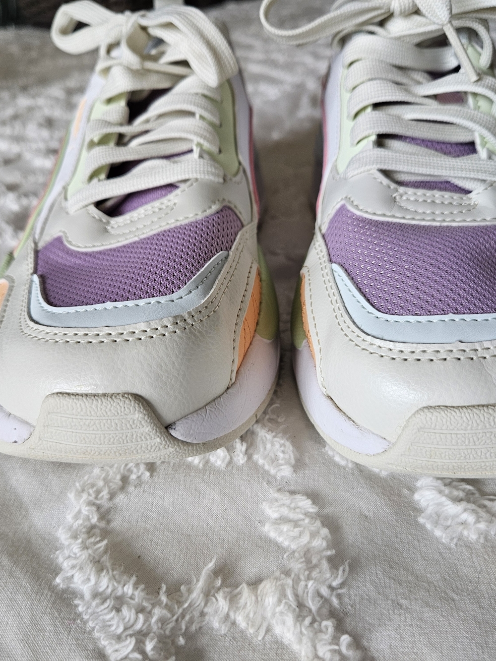 PUMA Women’s 8.5 Pastel Colorblock Chunky Sneakers Lavender Mint Peach - Picture 5 of 8